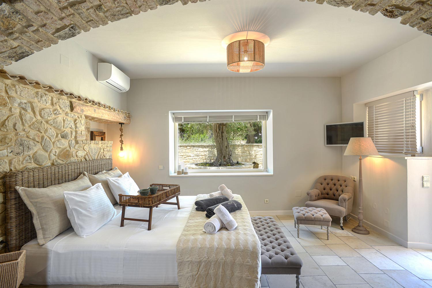 Meraviglia Villa luxury bedroom interior, Paxos