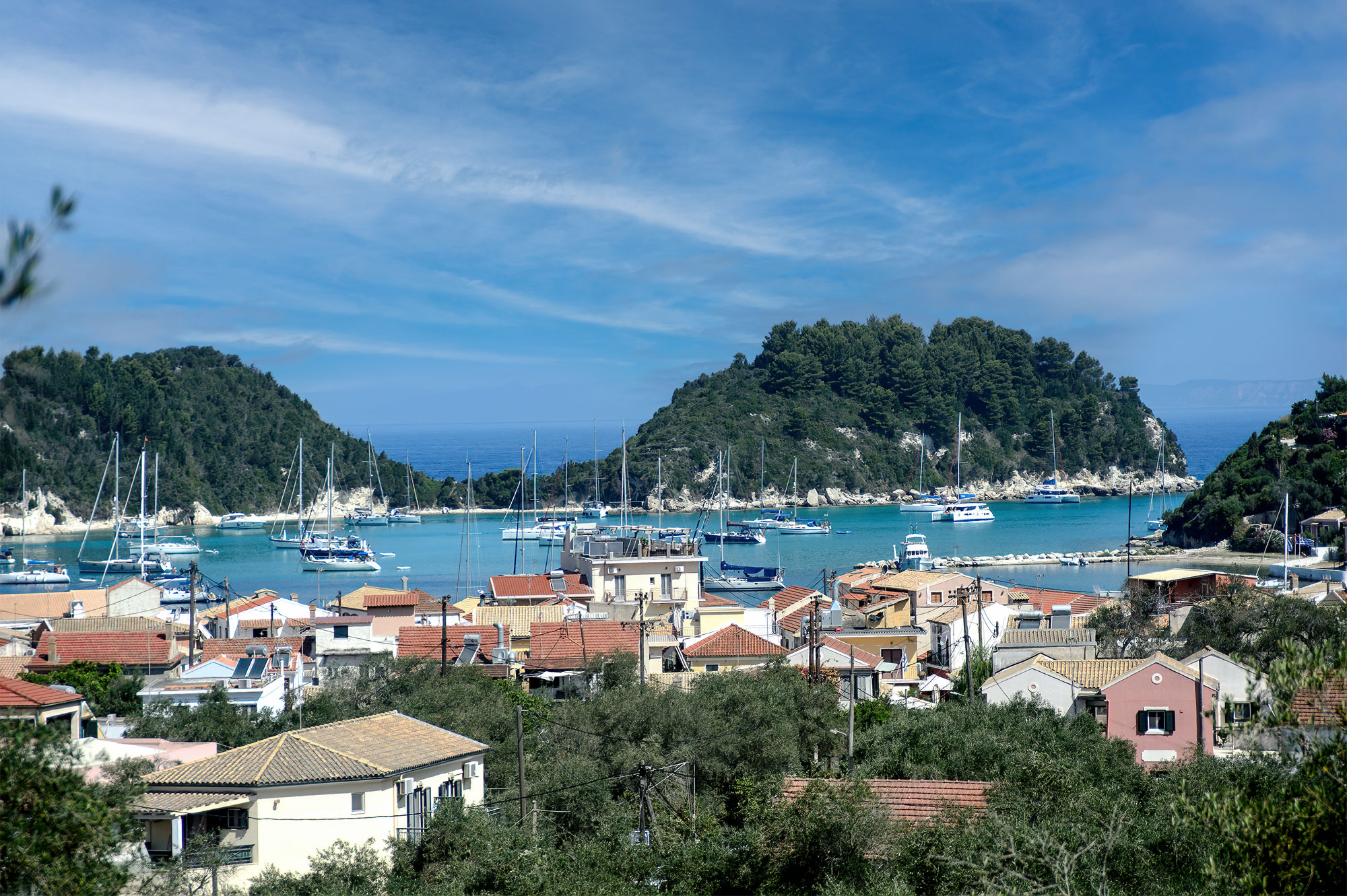 Gaios harbour aerial view, Paxos